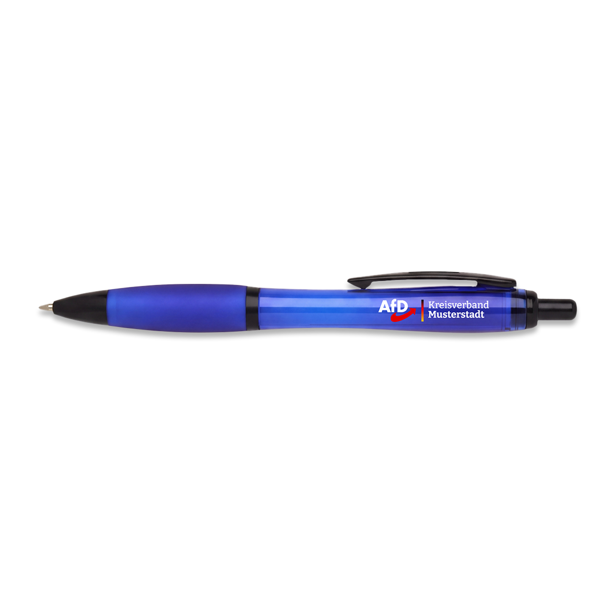 Kugelschreiber Modell "Heinemann" - blau/schwarz transparent