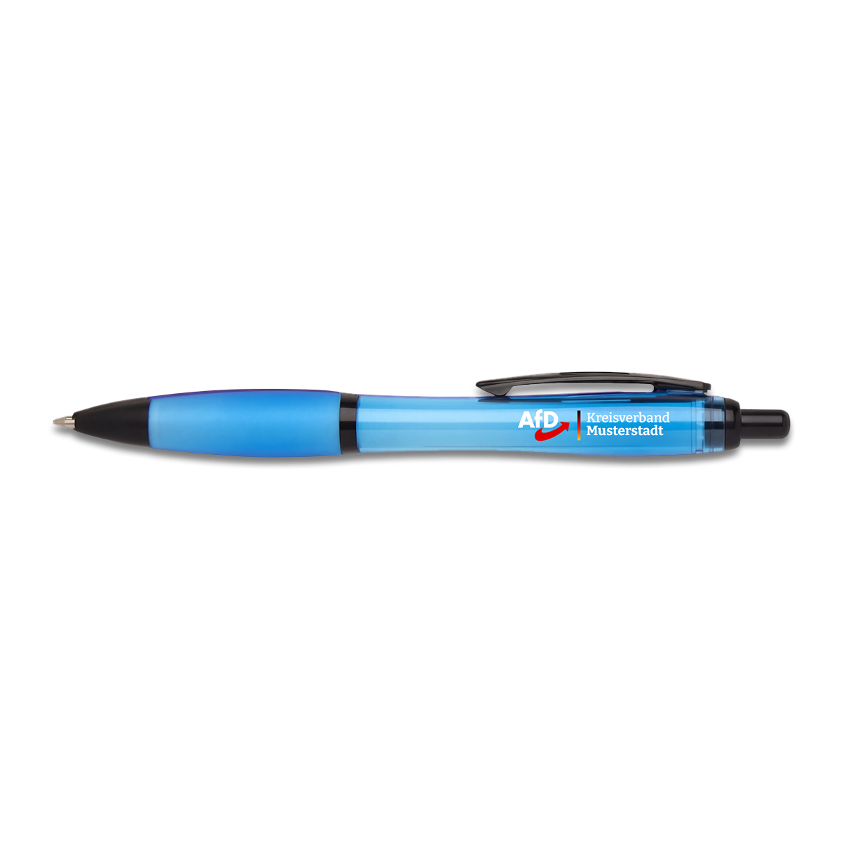 Kugelschreiber Modell "Heinemann" - hellblau/schwarz transparent